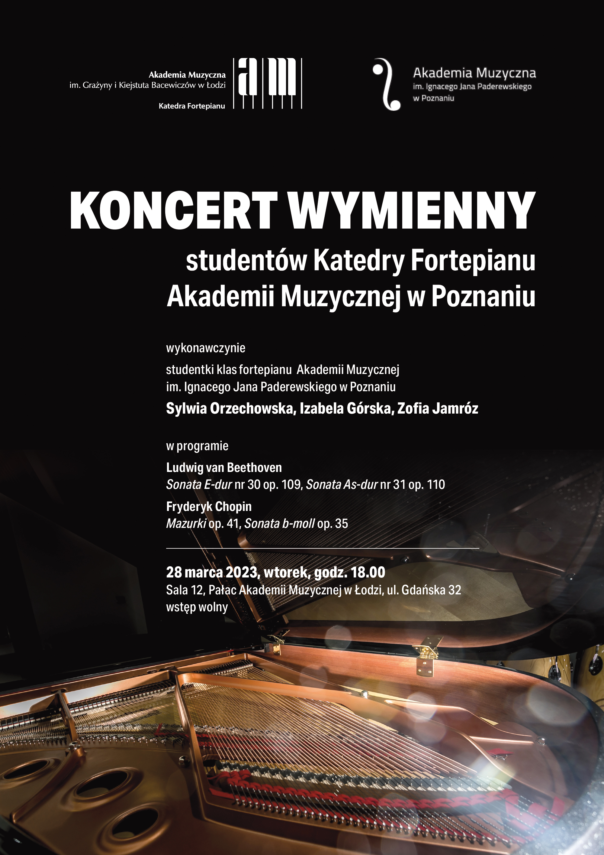 Koncert wymienny studentów Katedry Fortepianu Akademii Muzycznej w Poznaniu