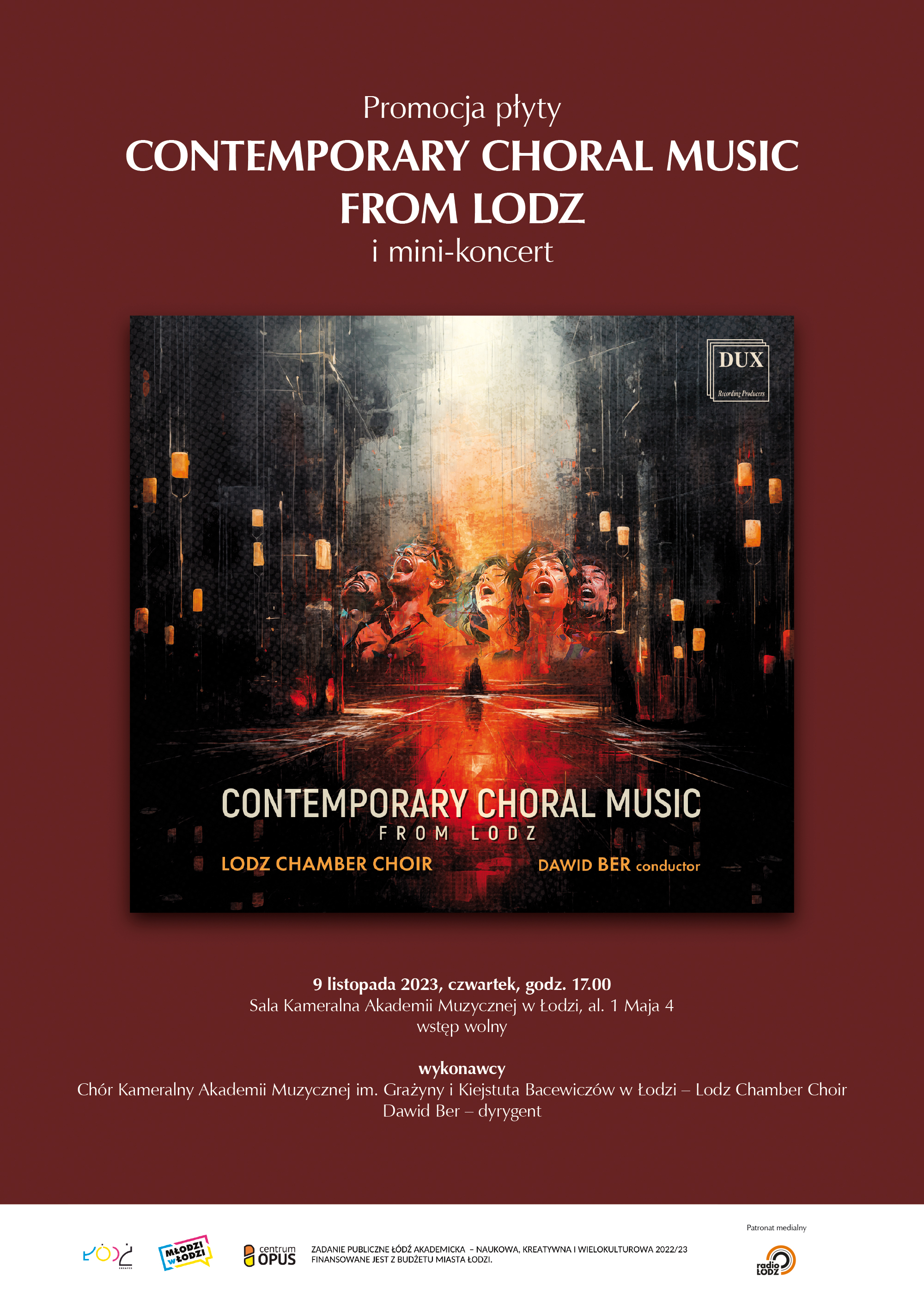 Promocja płyty CONTEMPORARY CHORAL MUSIC FROM LODZ i mini-koncert 
