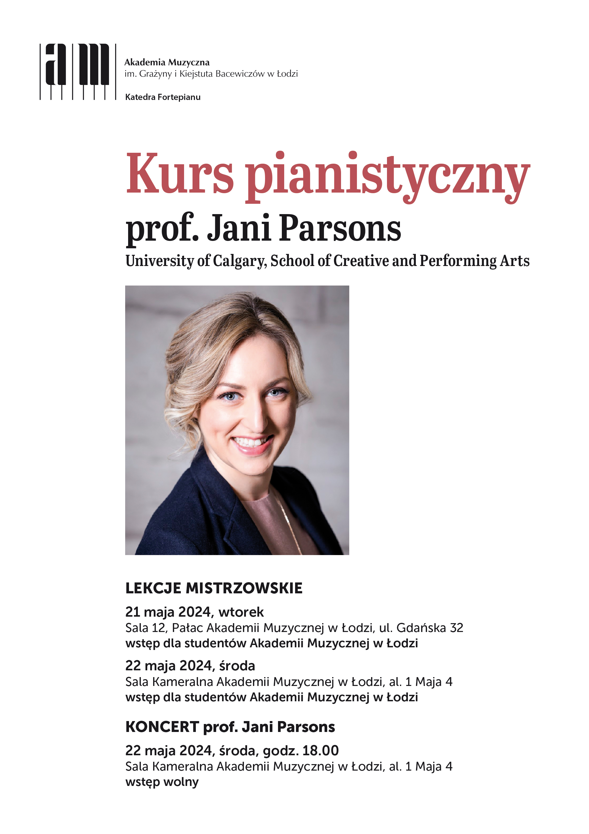 Kurs pianistyczny Jani Parsons