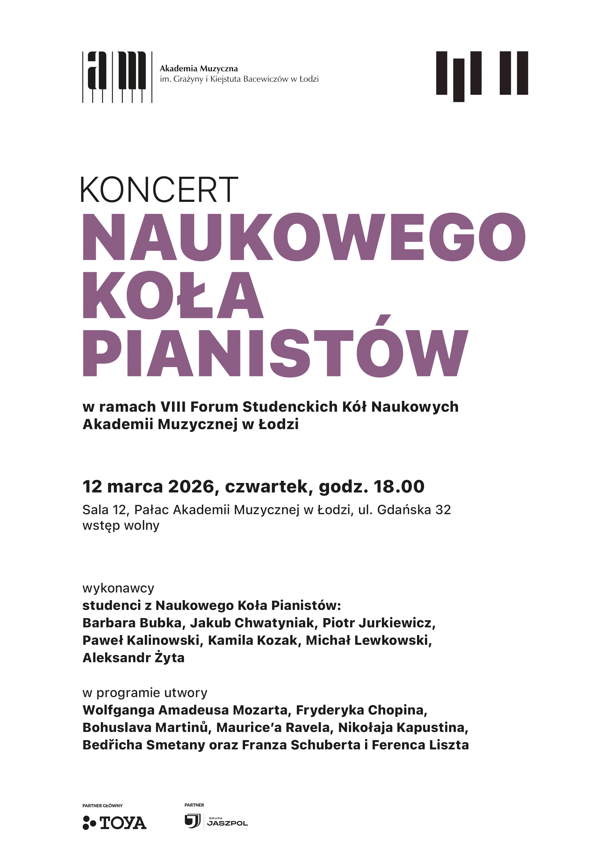 Koncert Naukowego Koła Pianistów